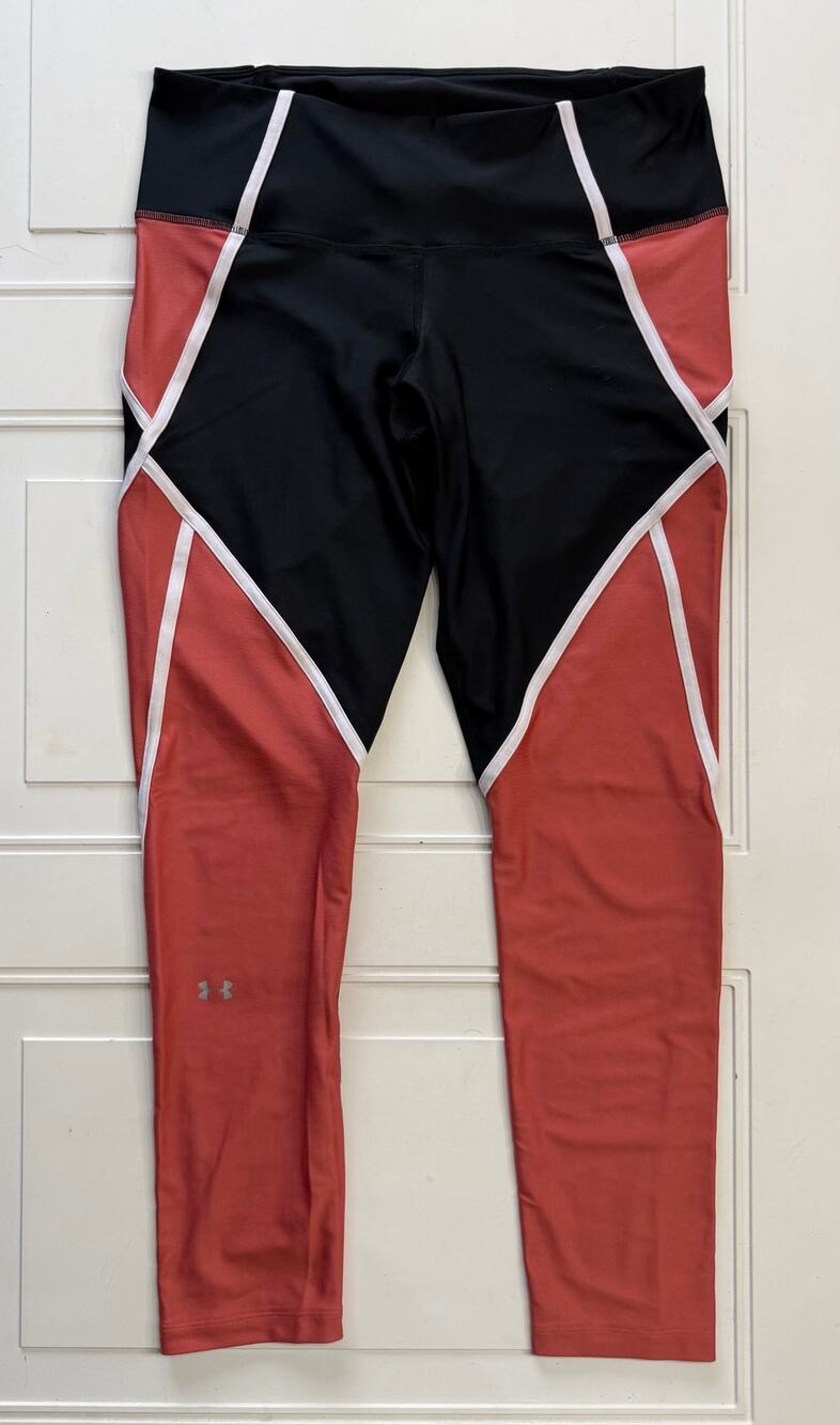 Under Armour Womens Sz XL Black Pink Compression Ankle Yoga Pants Leggings